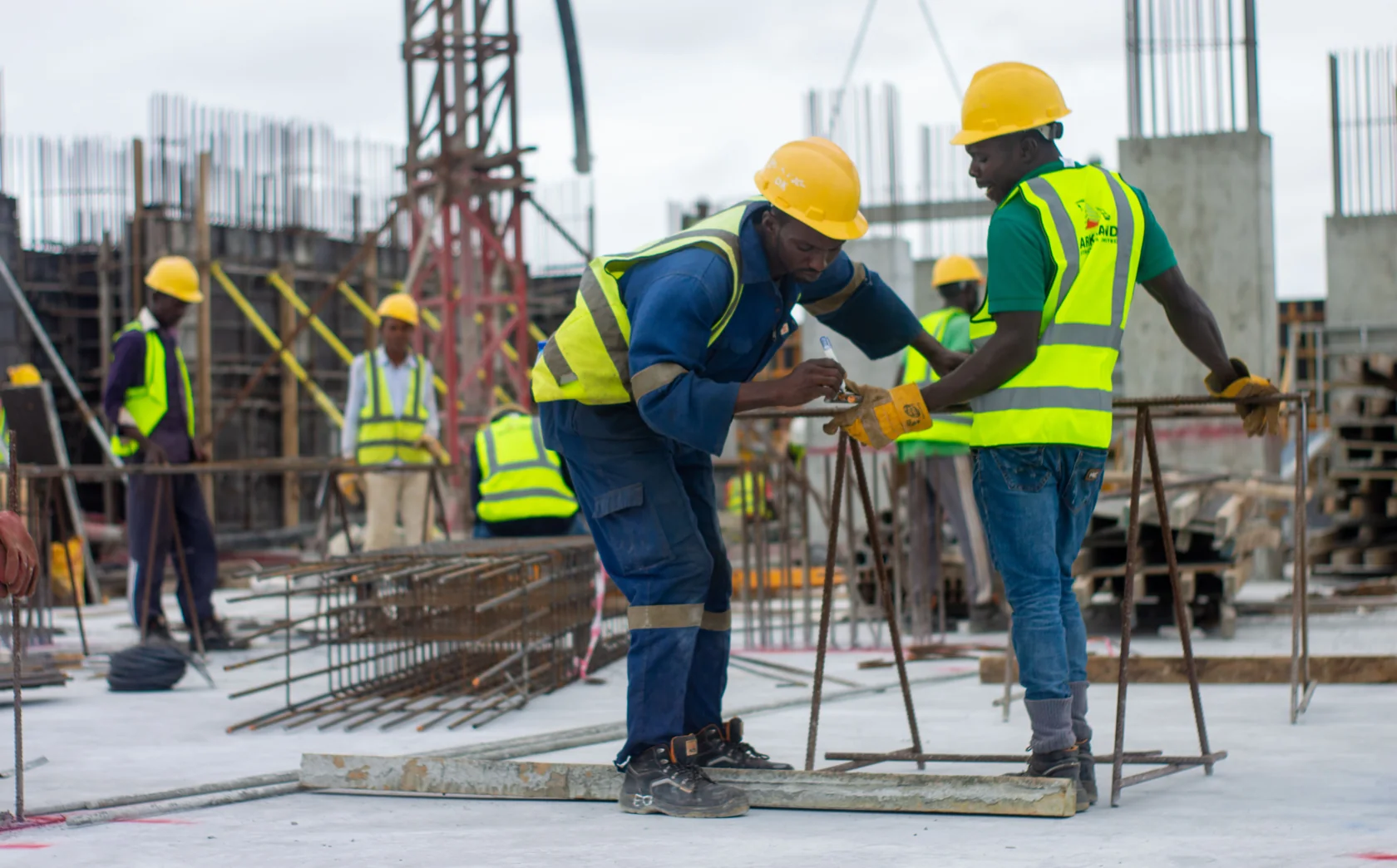 Structural construction work on site